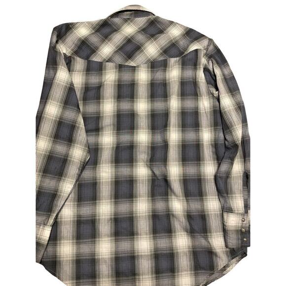 Outlaw Western Wear Shirt Pearl Snap Gray Plaid - Picture 6 of 6